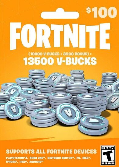 Buy Fortnite - 13500 V-Bucks Gift Card (100 USD) Epic ...