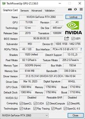 MSI GeForce RTX 2060 6 GB 1365-1710 Mhz PCIe x16 GPU