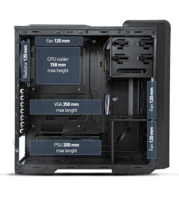 Get NOX Coolbay SX ATX Mid Tower Black / Blue PC Case