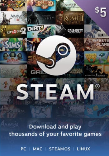 Cartão Presente Carteira Steam 5 USD Steam Key UNITED STATES