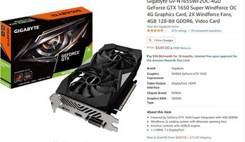 Pirkti Gigabyte GeForce GTX 1650 SUPER 4 GB 1530-1755 Mhz PCIe x16 GPU