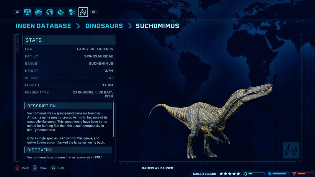 suchomimus jurassic world evolution