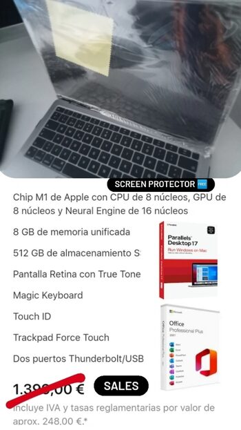 MacBook Air 2020 MGNA3Y/A, 13.3" Retina, Chip M1 , 8 GB, 512 GB SSD, MacOS Monterey, Gris Espacial, accesorios y nuevo
