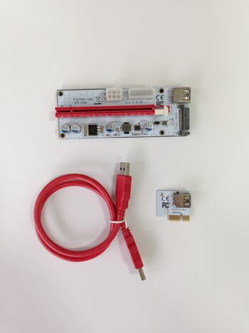 Riser PCI Express Adapter PCE164P-N06/ VER-008S for Bitcoin mining raudona-balta
