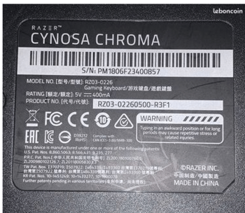 Razer Cynosa Chroma USB AZERTY Noir - Claviers (avec Fil, US