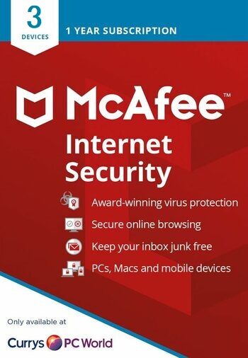 McAfee Internet Security - 1 Year - 3 Devices - Key GLOBAL