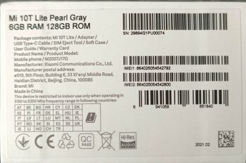 Xiaomi Mi 10T Lite 5G 128GB Pearl Gray