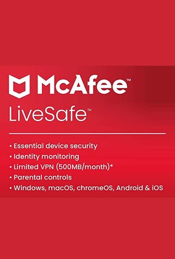 McAfee LiveSafe 2023 - 3 Device 1 Year Key GLOBAL