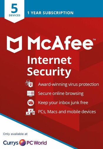 McAfee Internet Security - 1 Year - 5 Devices - Key GLOBAL