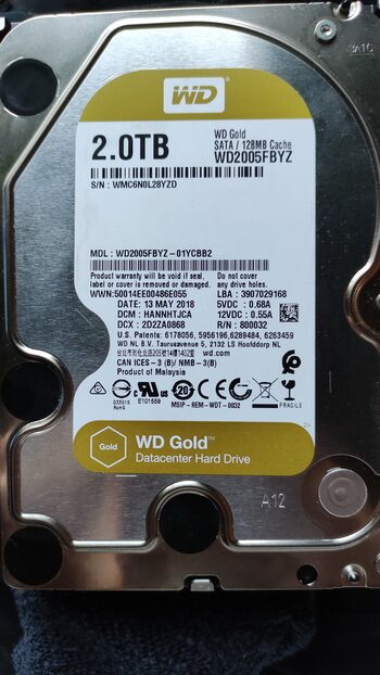 Western Digital Gold 2 TB HDD Storage