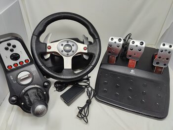 Logitech G25 steering wheel, vairas su pedalais + shifter. PS4, PS3, PC