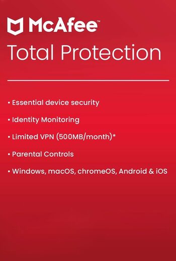 McAfee Total Protection (2023)  Unlimited Device 1 Year McAfee Key GLOBAL