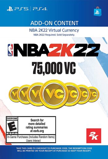 NBA 2K22: 75000 VC (PS4/PS5) PSN Klucz UNITED STATES