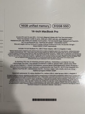 Apple MacBook Pro 14", M1 Pro 8C CPU, 16GB, 512GB, 14C GPU, Mac OS, Space Grey (2021)  for sale