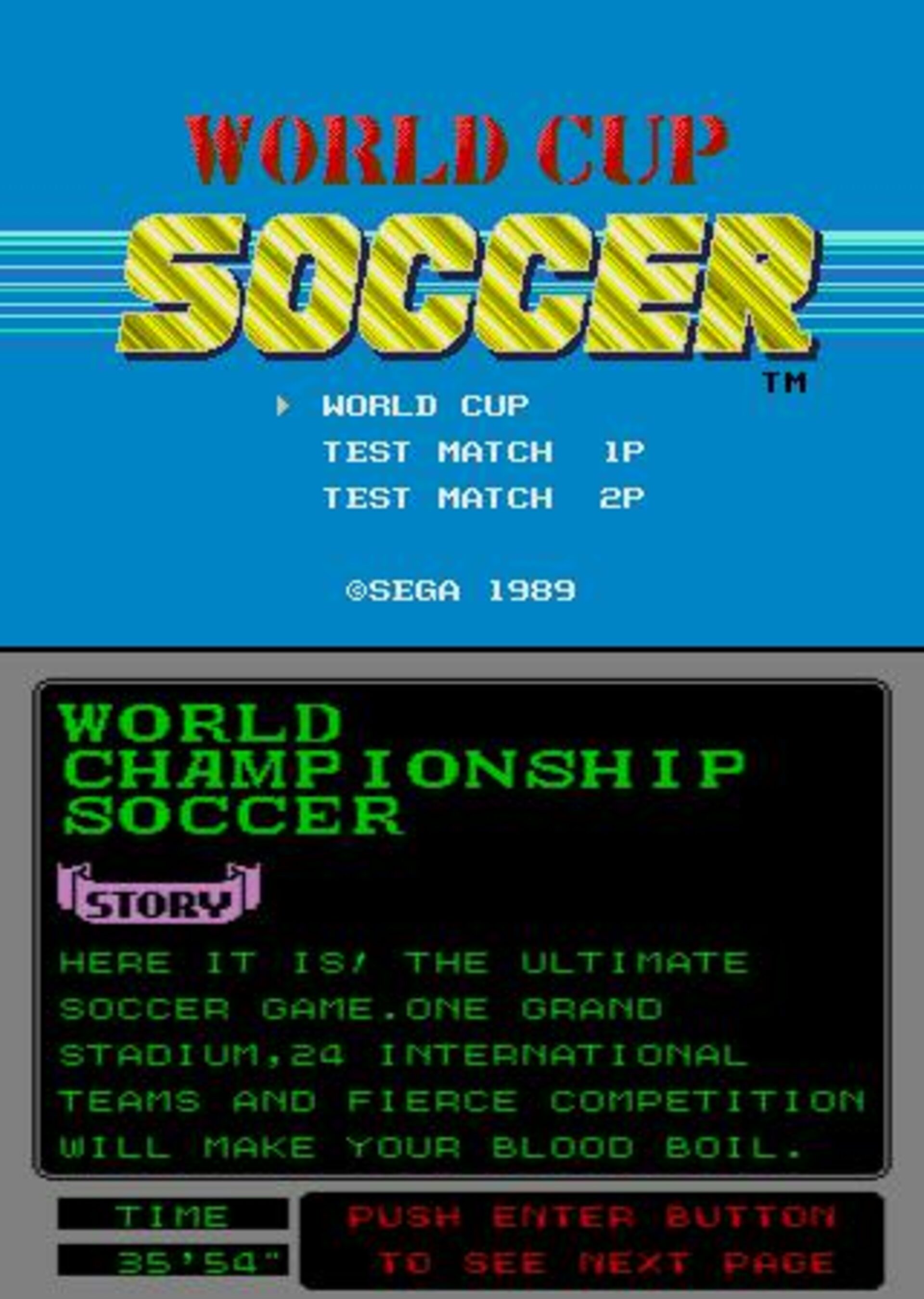 World Championship Soccer for the Sega Genesis - 1989 