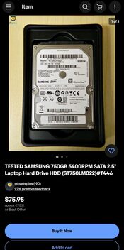 Samsung 750 GB HDD Storage for sale