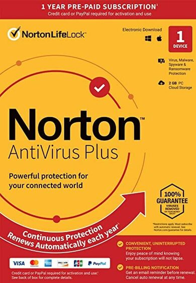 

Norton 360 Antivirus Plus 2GB - 1 Device 1 Year - Norton Key GLOBAL