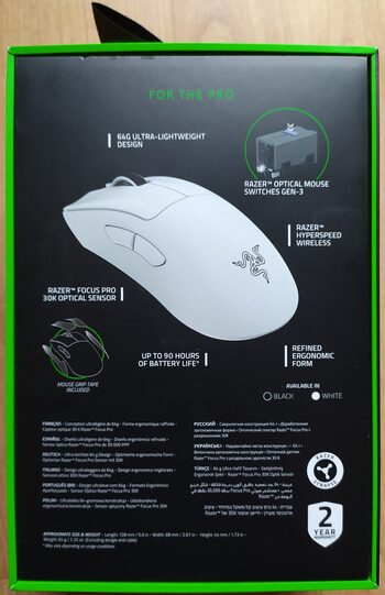 Get Razer DeathAdder V3 Pro - White - Ultra-lightweight Wireless Ergonomic Mouse