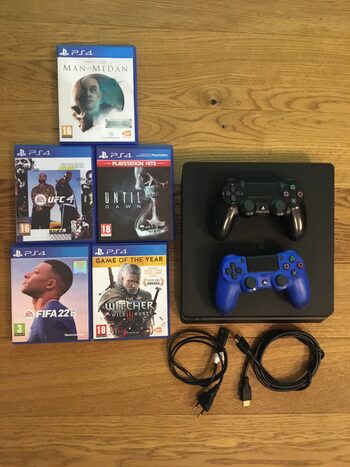 PlayStation 4 Slim, Black, 500GB + 5 Zaidimai