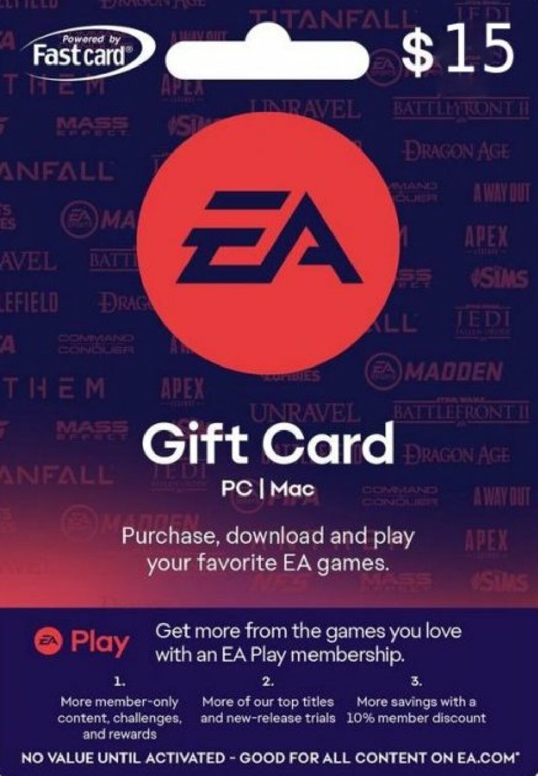 Gift Card EA Play: 12 Meses de Assinatura - Produto Digital