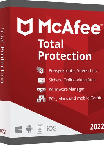 McAfee Total Protection (2022) 5 Dispositivos 1 Año MultiDispositivos Código de McAfee GLOBAL