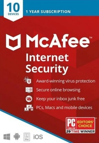 McAfee Internet Security 2019 - 1 Year - 10 Devices - Key GLOBAL